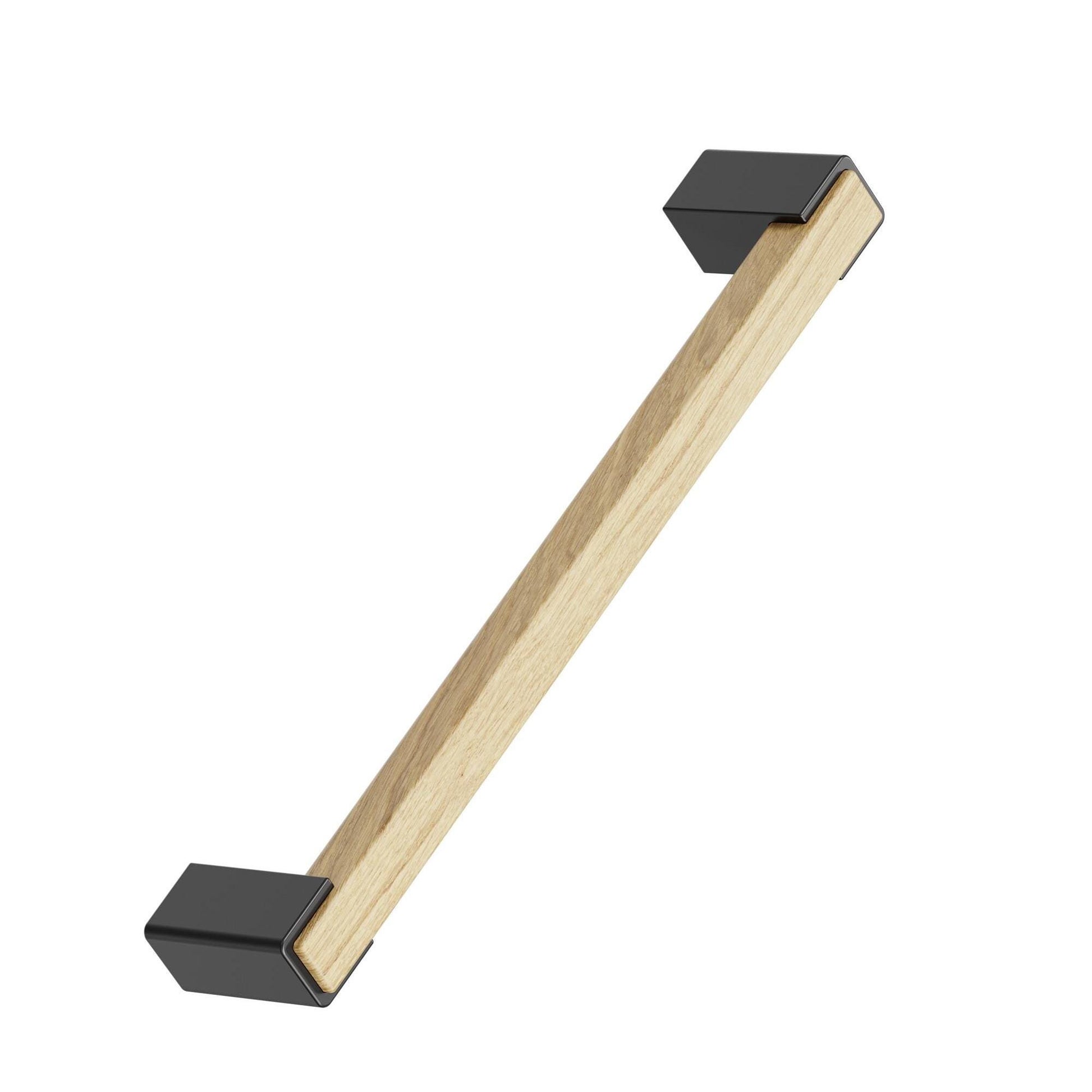 Furnipart Segment Clear Lacquered Oak Matt Black Wood Handle 160mm & T-Knob