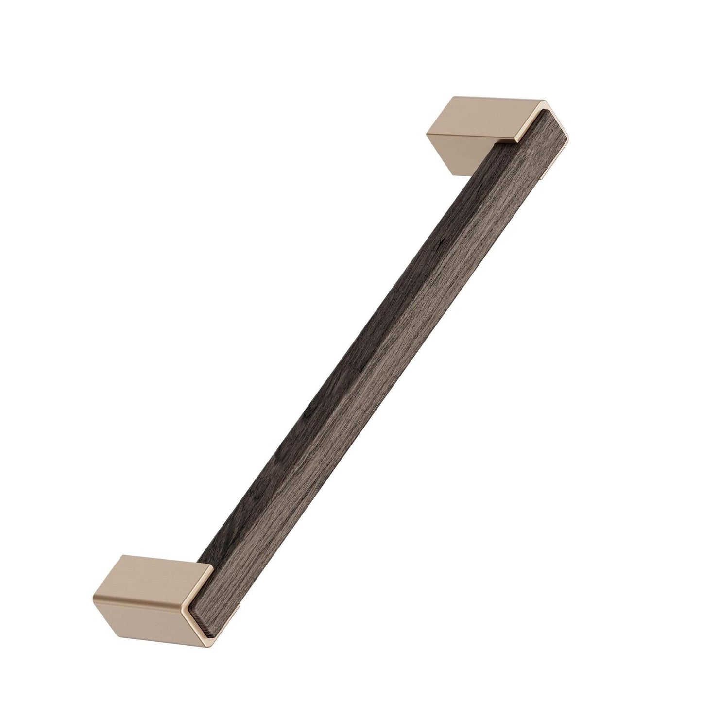 Furnipart Segment Dark Brown Oak Brushed Brass Wood Handle 160mm & T-Knob