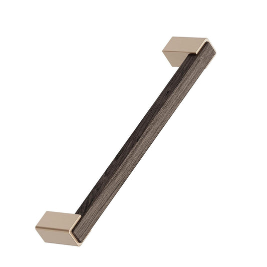 Furnipart Segment Dark Brown Oak Brushed Brass Wood Handle 160mm & T-Knob