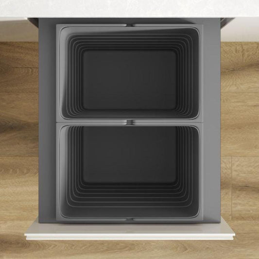450mm Pull Out Kitchen Bin - 68.2L Integrated Recycling System - Ninka/Blum Soft Close Cabinet Waste Bin - Orion Grey
