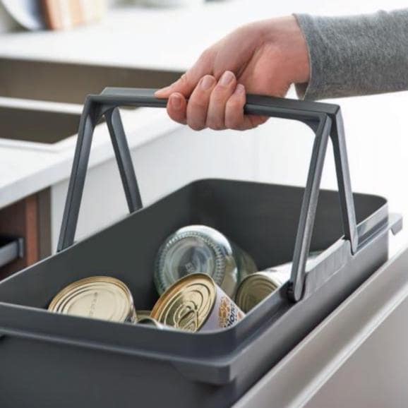 450mm Pull Out Kitchen Bin - 64L Integrated Recycling System - Ninka/Blum Soft Close Cabinet Waste Bin - Orion Grey