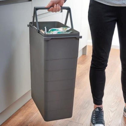 400mm Pull Out Kitchen Bin - 46.2L Integrated Recycling System - Ninka/Blum Soft Close Cabinet Waste Bin - Orion Grey