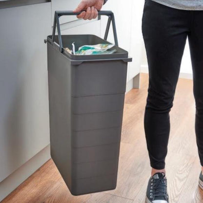 600mm Pull Out Kitchen Bin - 88.2L Integrated Recycling System - Ninka/Blum Soft Close Cabinet Waste Bin - Orion Grey
