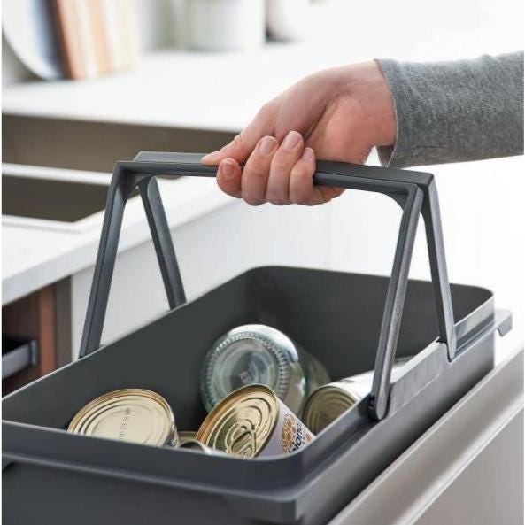 400mm Pull Out Kitchen Bin - 46.2L Integrated Recycling System - Ninka/Blum Soft Close Cabinet Waste Bin - Orion Grey