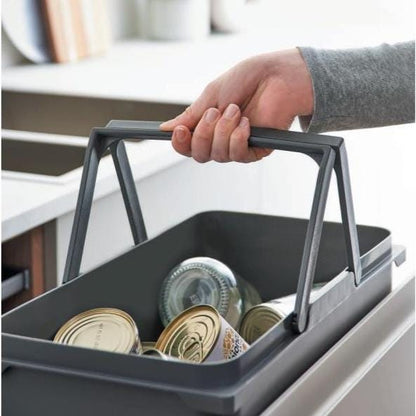 400mm Pull Out Kitchen Bin - 46.2L Integrated Recycling System - Ninka/Blum Soft Close Cabinet Waste Bin - Orion Grey