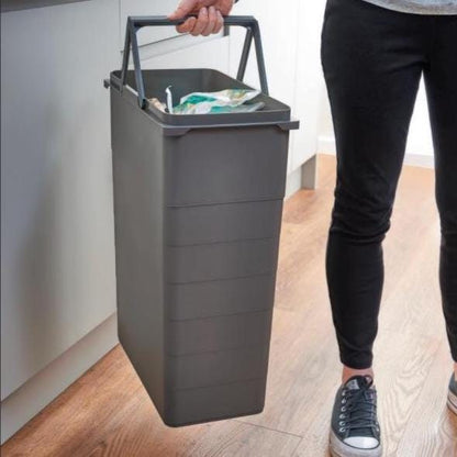 450mm Pull Out Kitchen Bin - 68.2L Integrated Recycling System - Ninka/Blum Soft Close Cabinet Waste Bin - Orion Grey