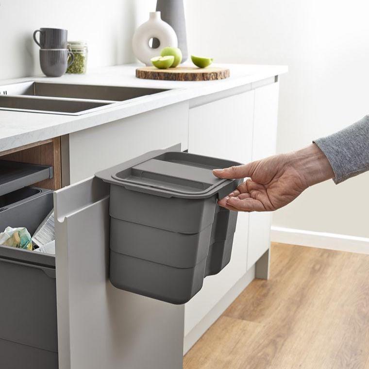 500mm Pull Out Kitchen Bin - 68.2L Integrated Recycling System - Ninka/Blum Soft Close Cabinet Waste Bin - Orion Grey